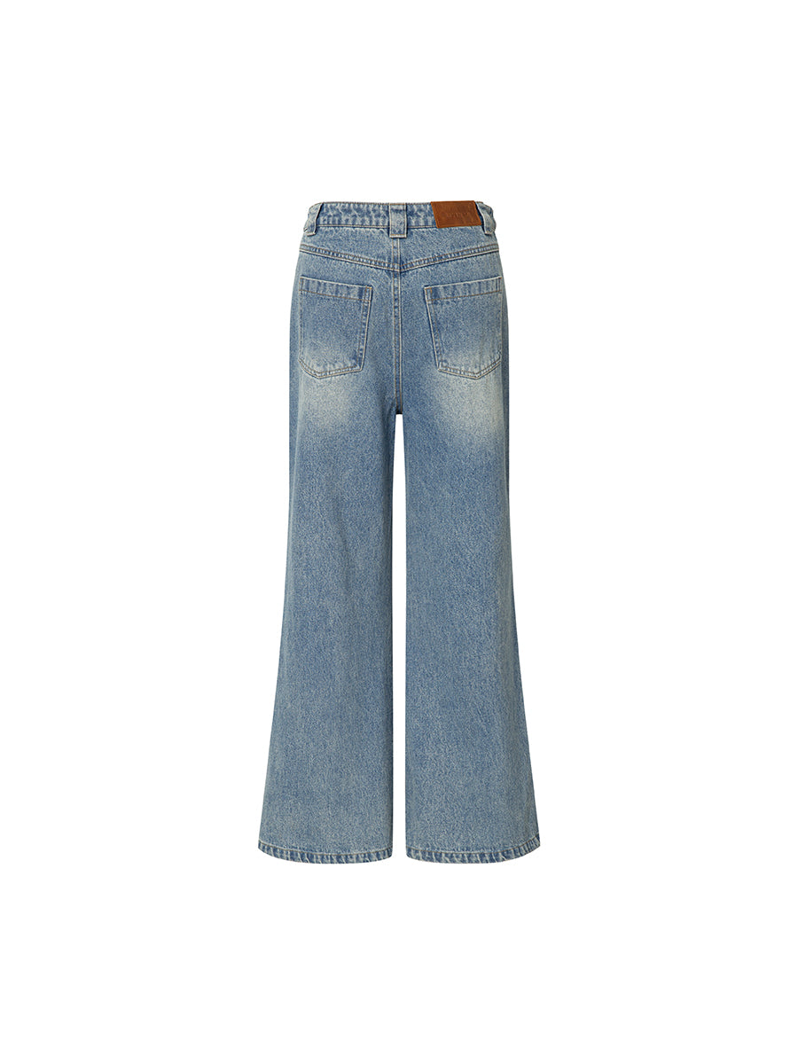 Washed Wide-Leg Denim Jeans