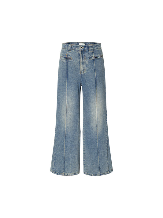 Washed Wide-Leg Denim Jeans