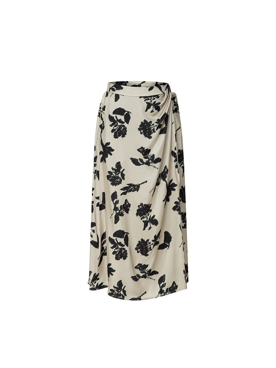 Printed Cupro Midi Skirt