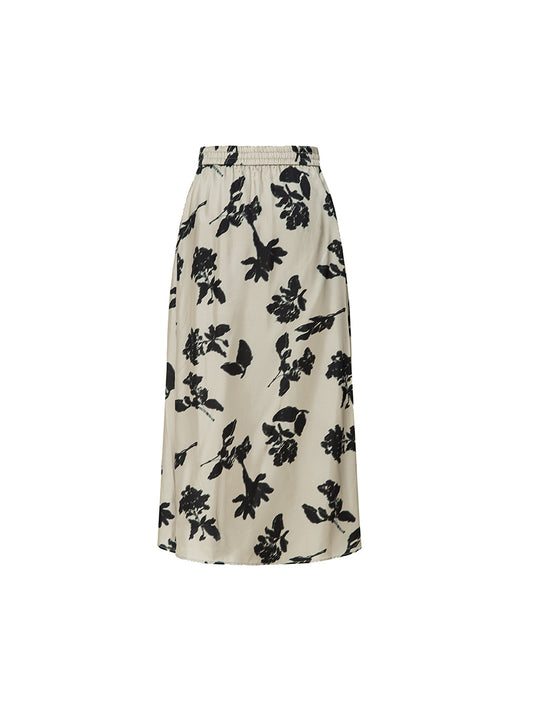 Printed Cupro Midi Skirt