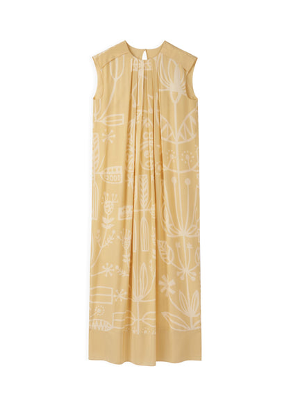 Yellow Totem Print Sleeveless Robe