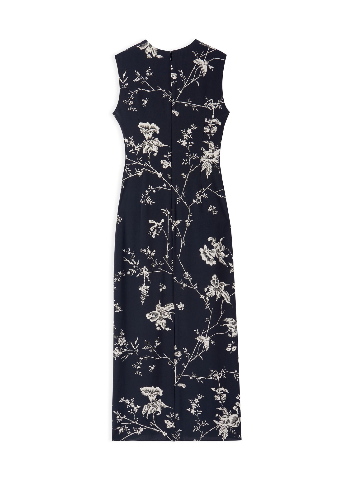 Black Vine Branch Print Sleeveless Dress