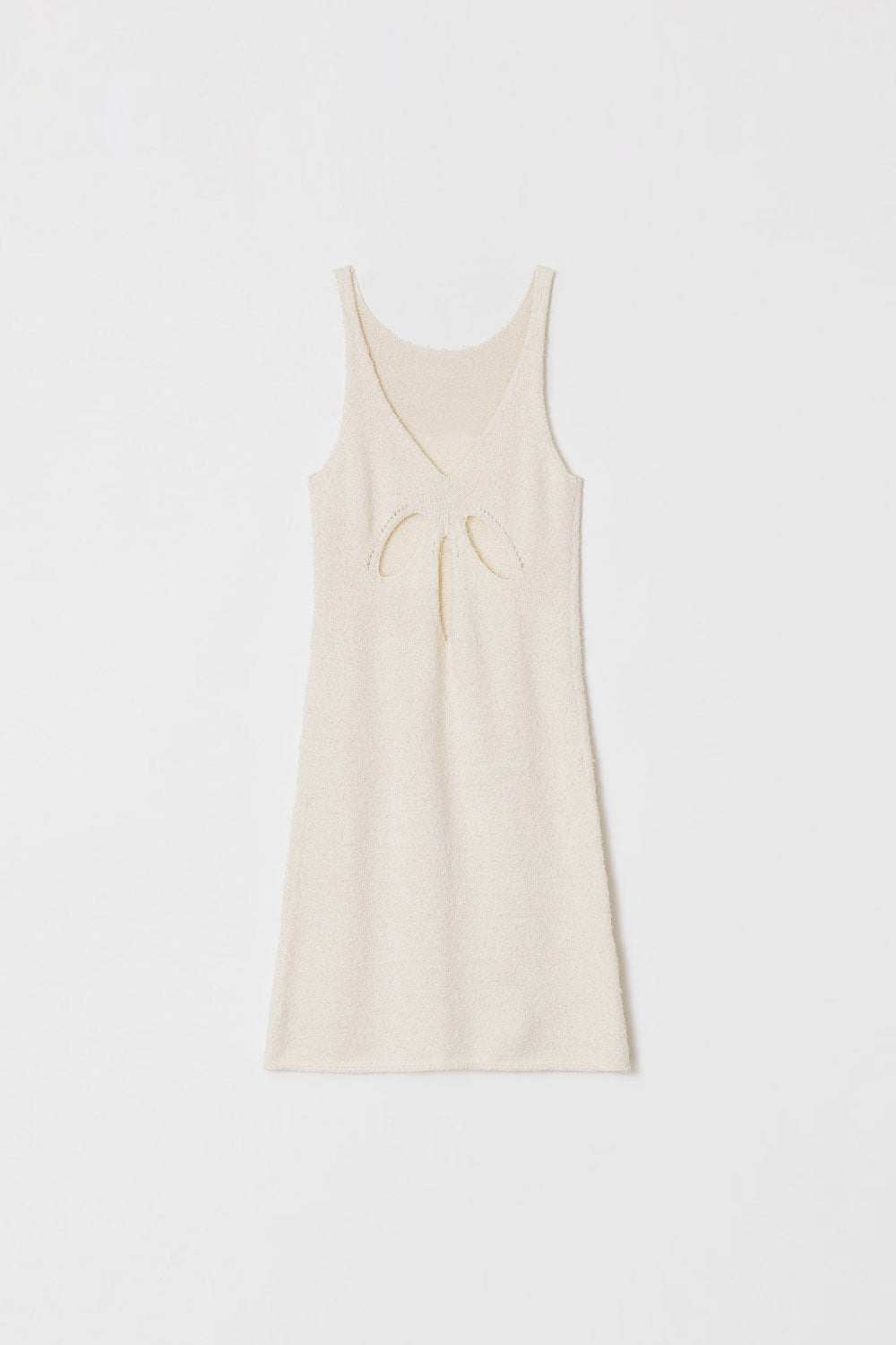 TERRY V NECK DRESS Ivory
