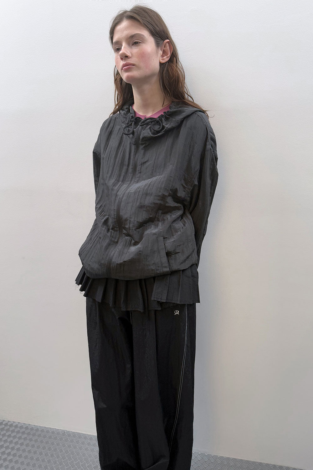 CREASE HOODIE ZIP UP BLACK