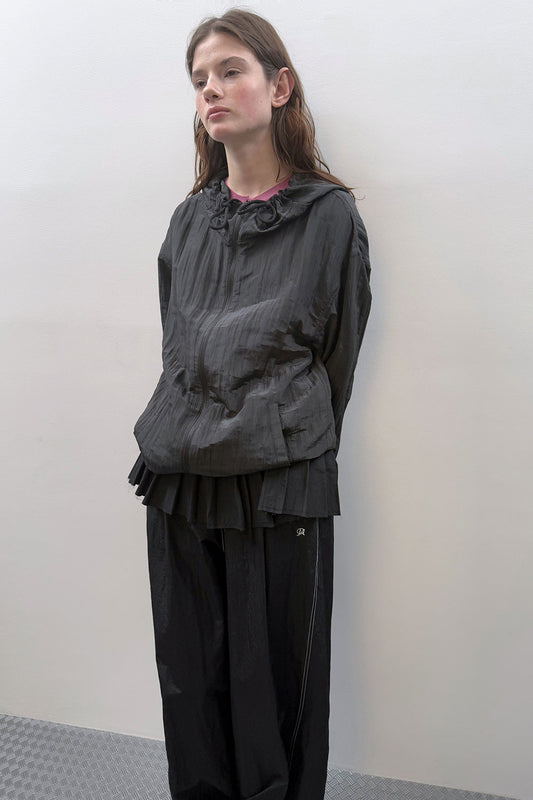 CREASE HOODIE ZIP UP BLACK