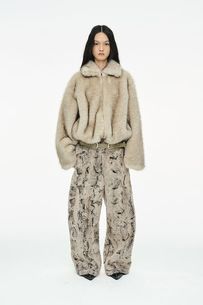 SHEARED FUR WIDE PANTS / BEIGE