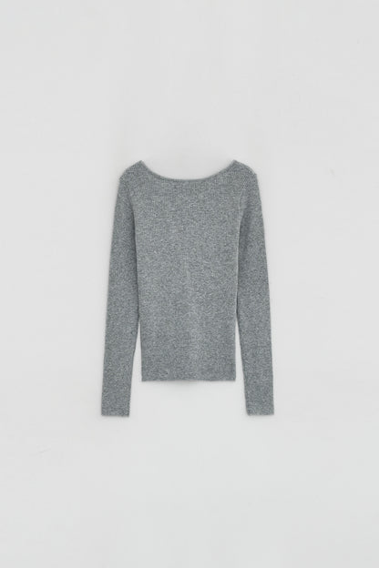 DIAGONAL BUTTON KNIT GREY