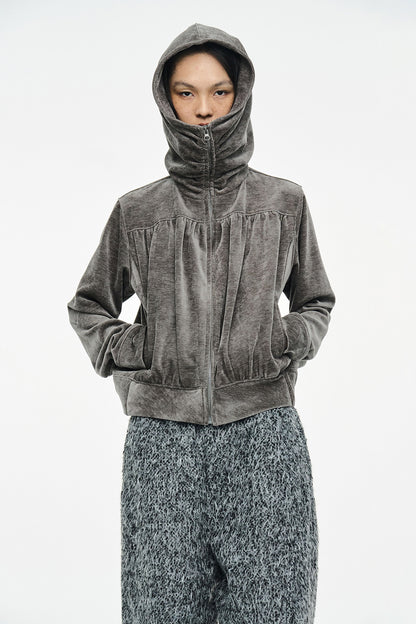 SHIRRING ZIP UP / GRAY