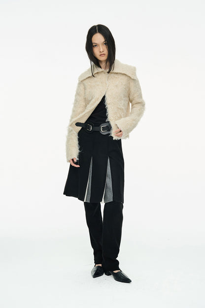 HAIRY COLLAR CARDIGAN / IVORY