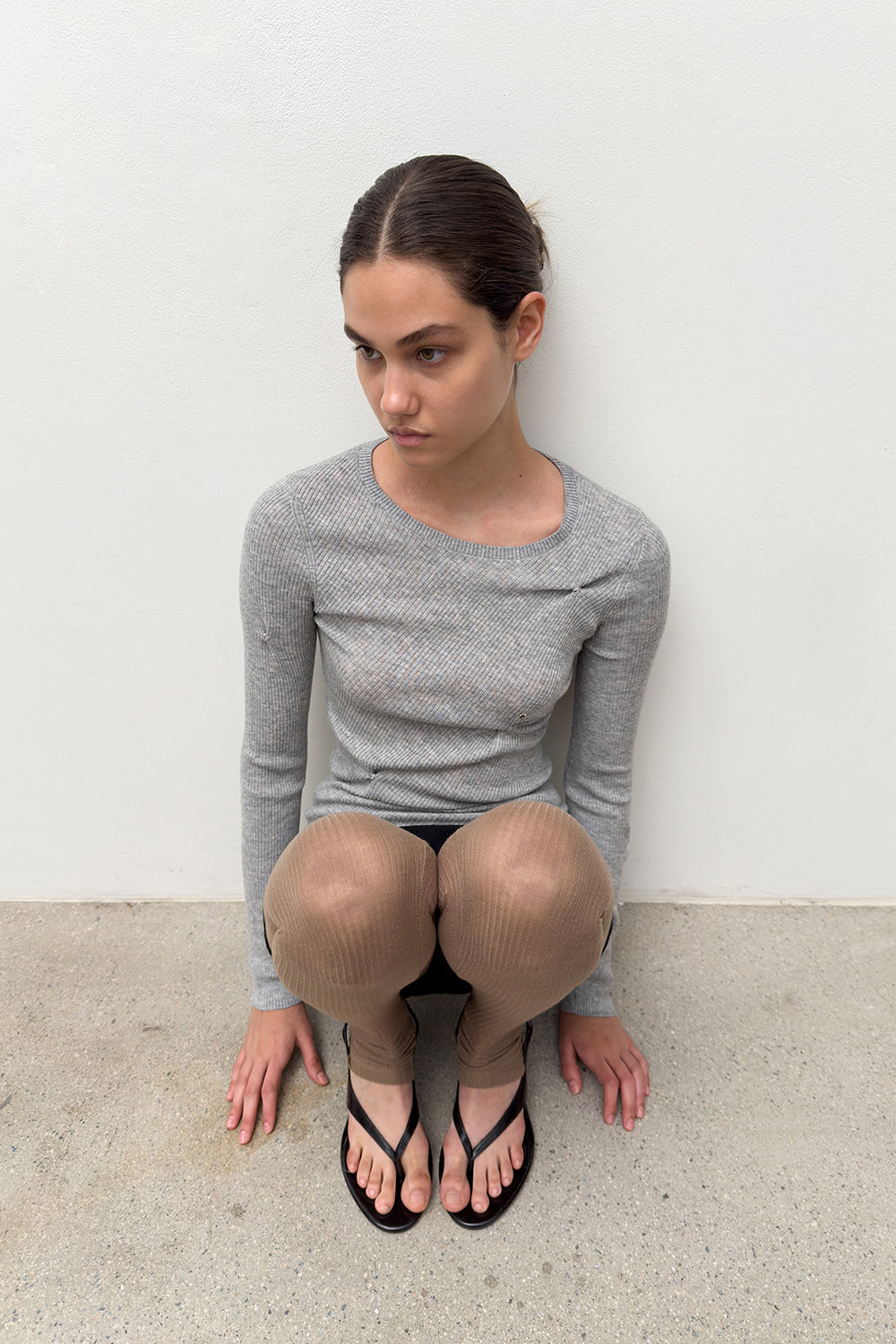 SLIM RIBBED SNAP KNIT