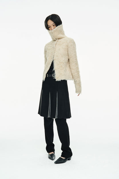 HAIRY COLLAR CARDIGAN / IVORY