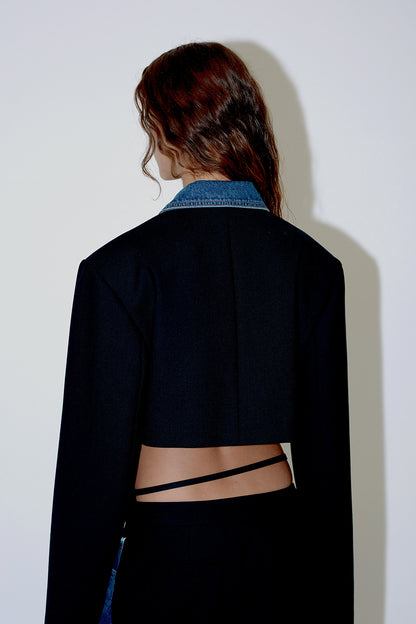 DENIM MIXED JACKET-WOOL