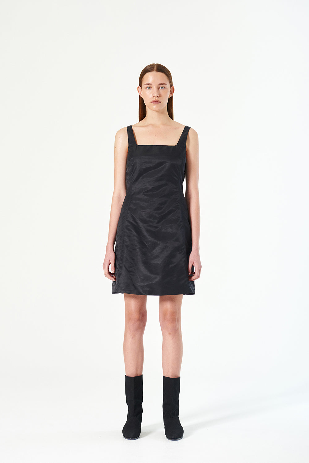 NYLON CURVED DRESS Black