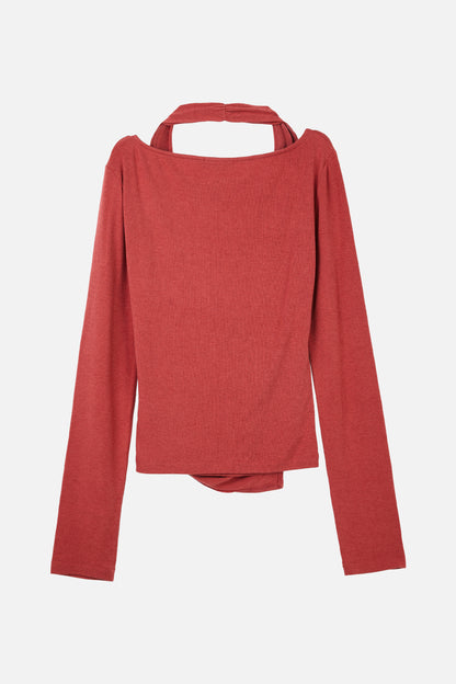 LAYERED HALTER TOP / RED