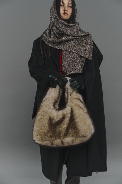 FUR TOTE BAG / BEIGE