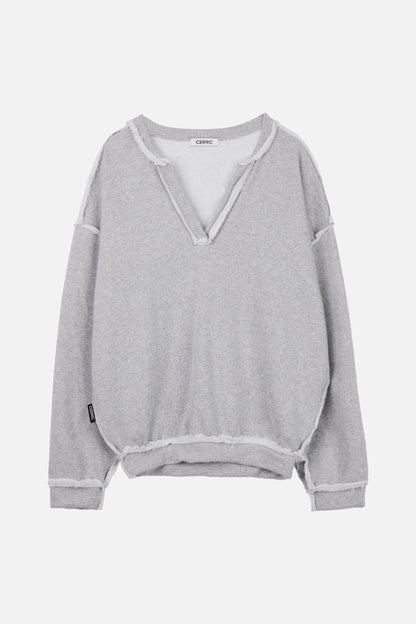 FURRY V-NECK SWEATSHIRT / GRAY