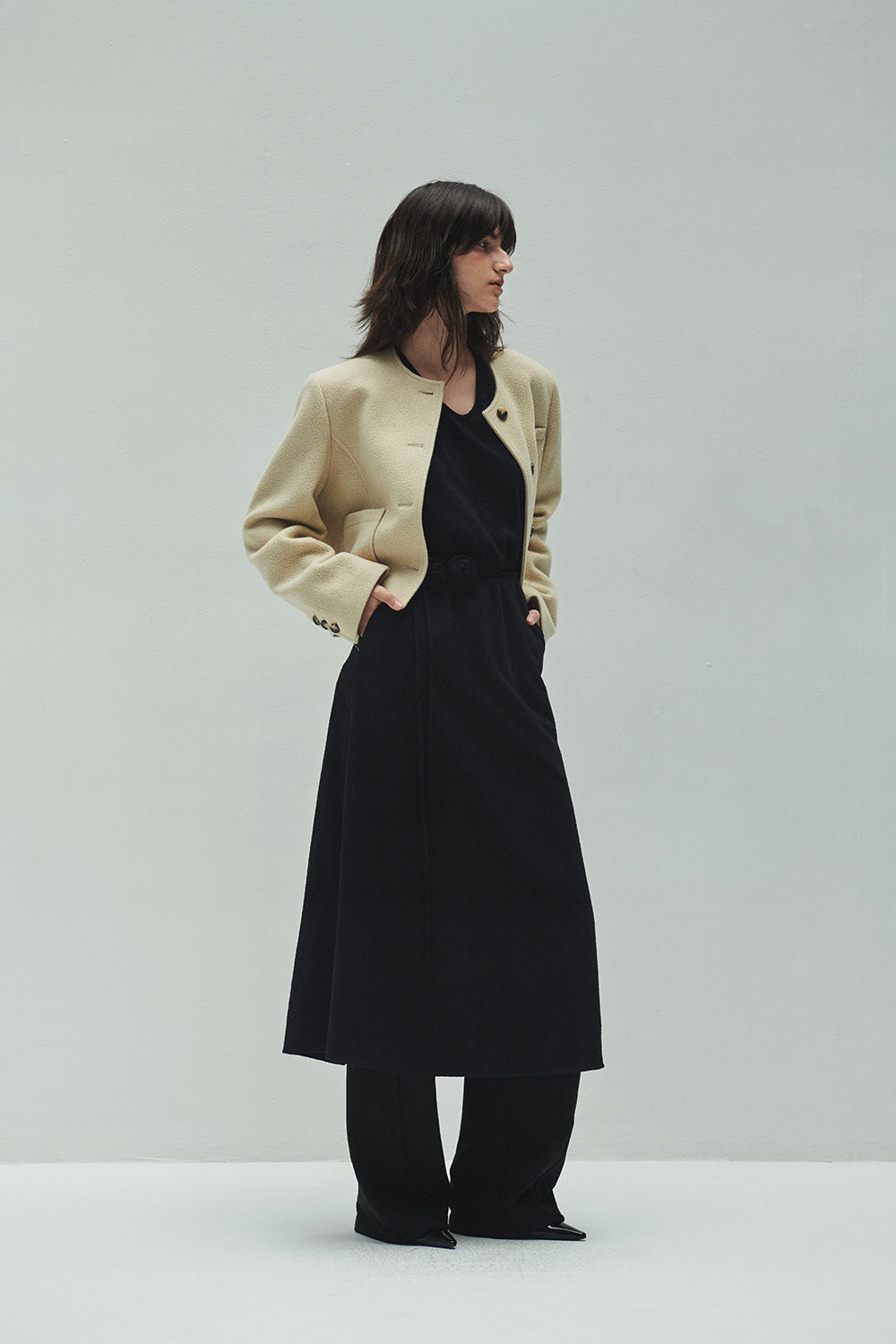 WOOLLY NO COLLAR JACKET