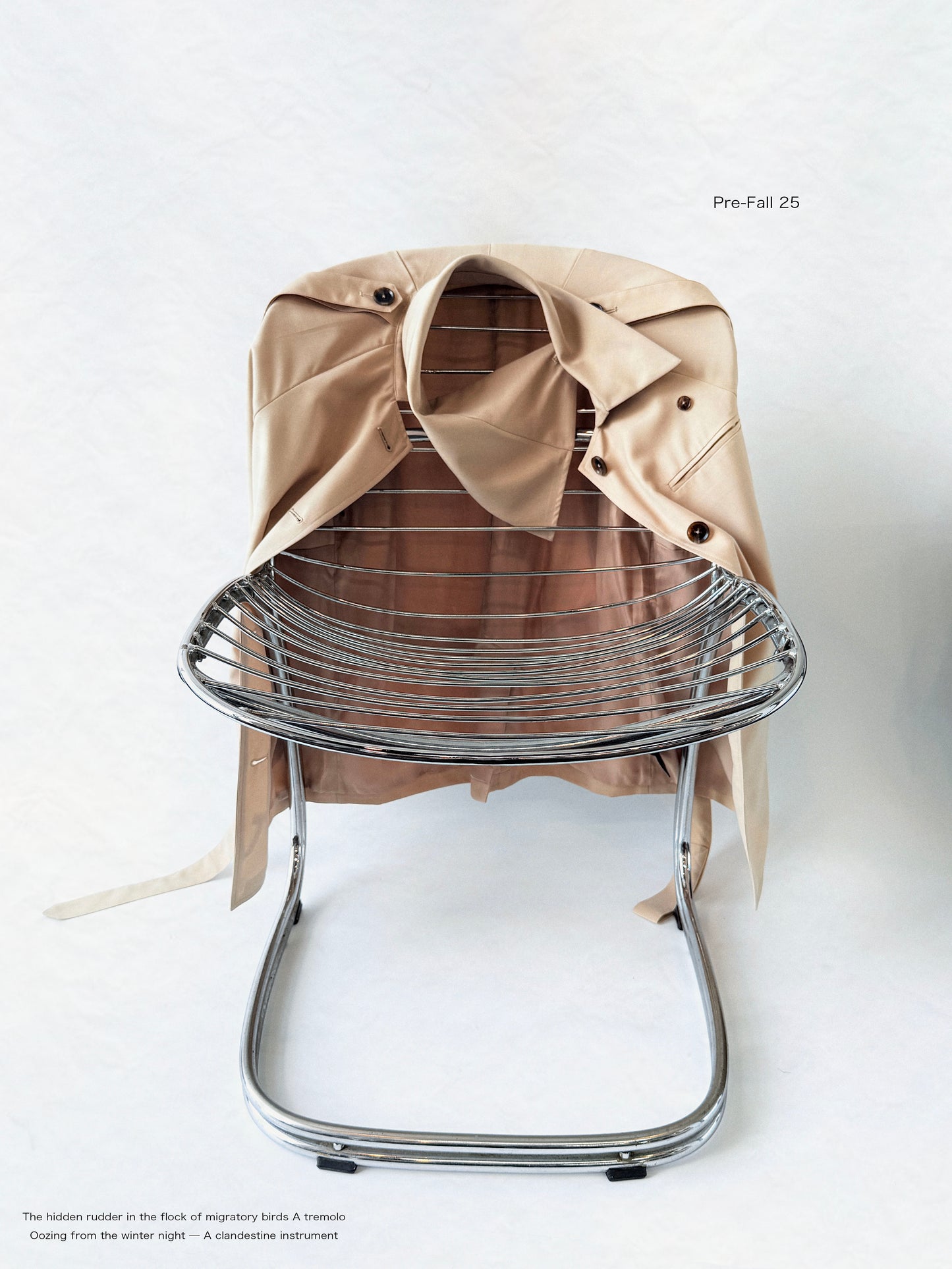 Asymmetric Shirt-Collar Wool Trench