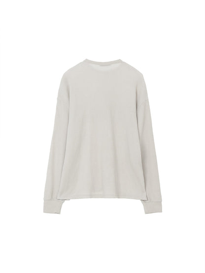 Kijun MEN｜Original Logo Waffle Long Sleeve Tee Light Grey