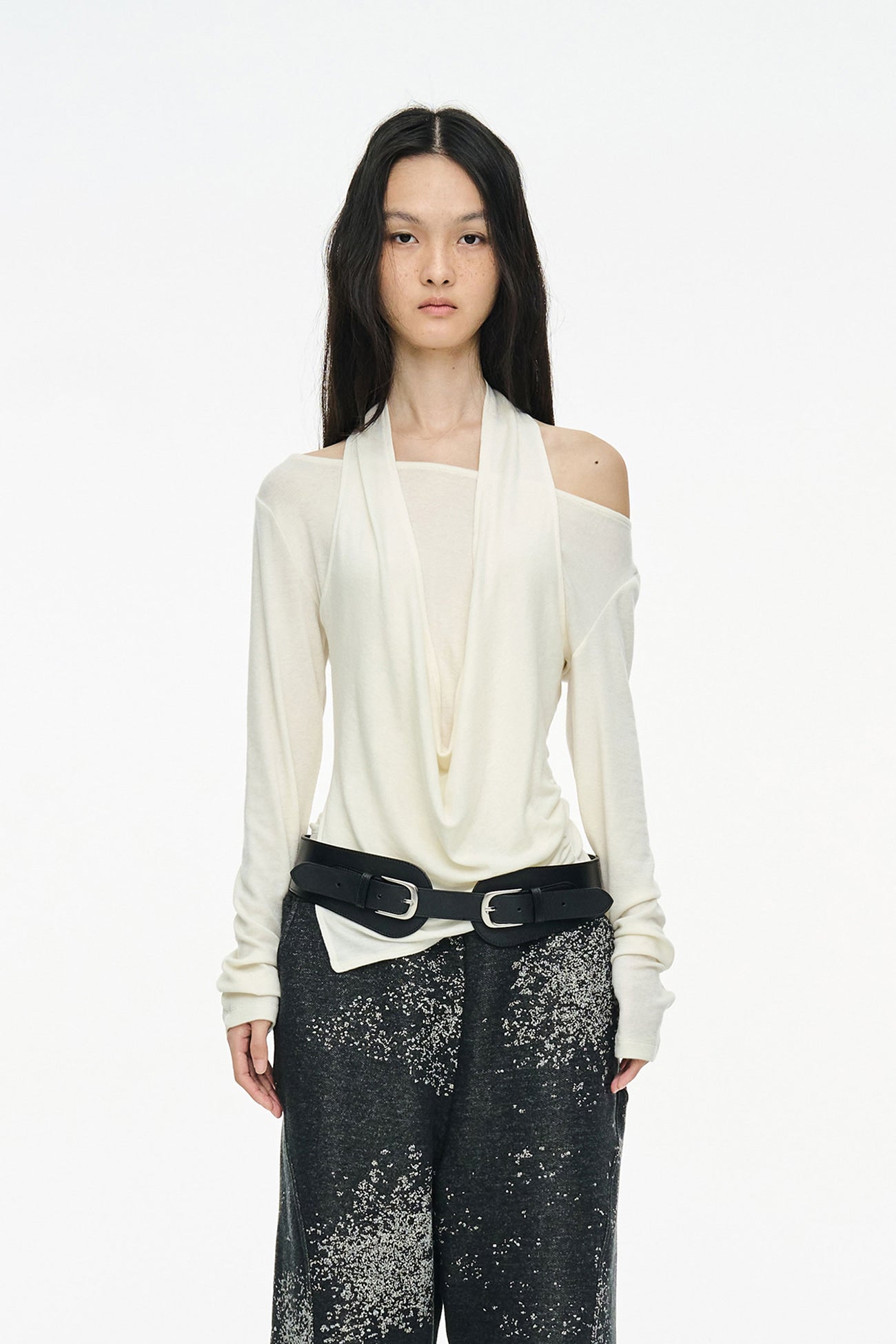 LAYERED HALTER TOP / IVORY