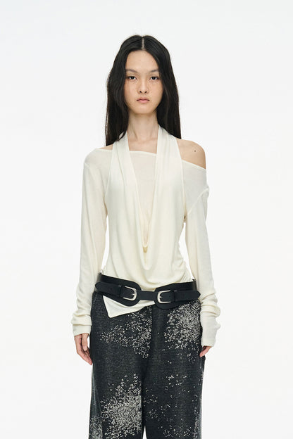 LAYERED HALTER TOP / IVORY