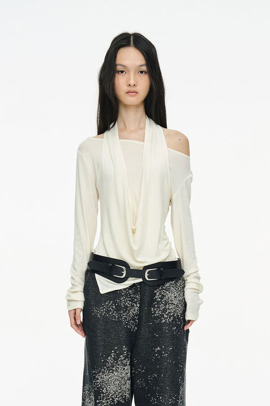 LAYERED HALTER TOP / IVORY