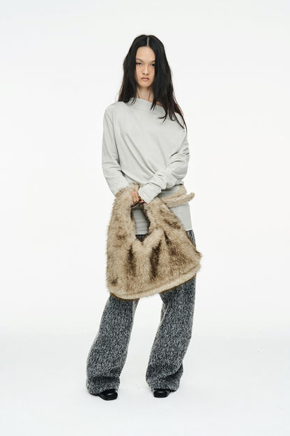 FUR TOTE BAG / BEIGE