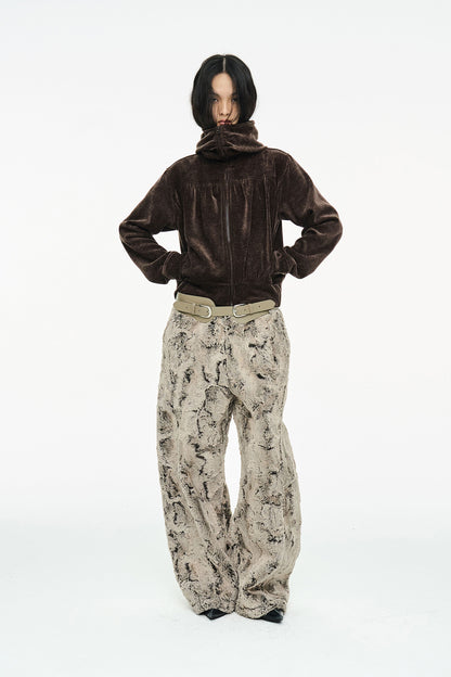 SHIRRING ZIP UP / BROWN