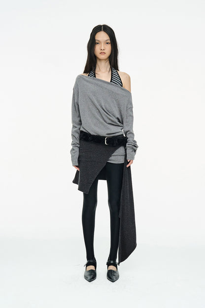 LAYERED FLARE TOP / CHARCOAL
