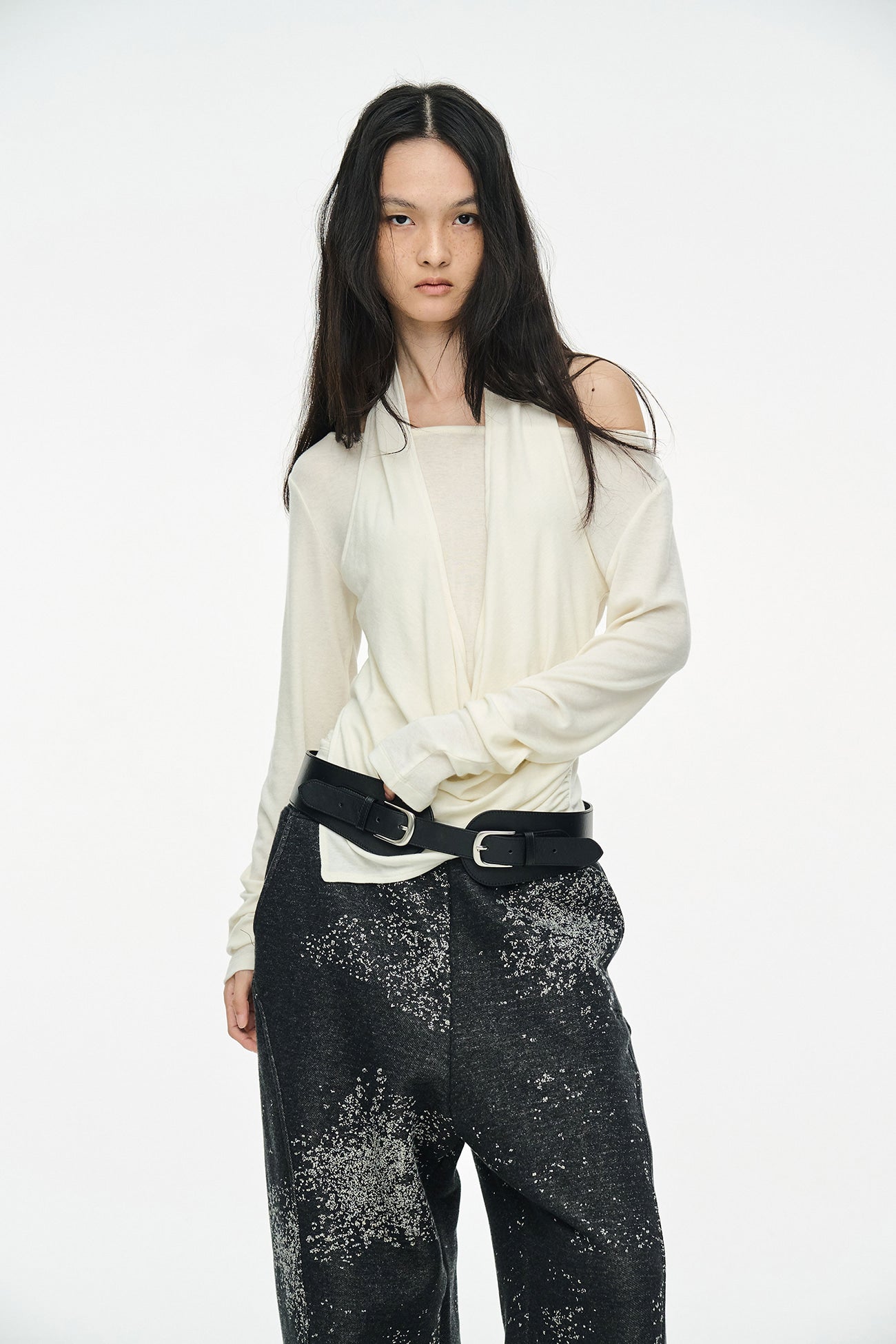 LAYERED HALTER TOP / IVORY