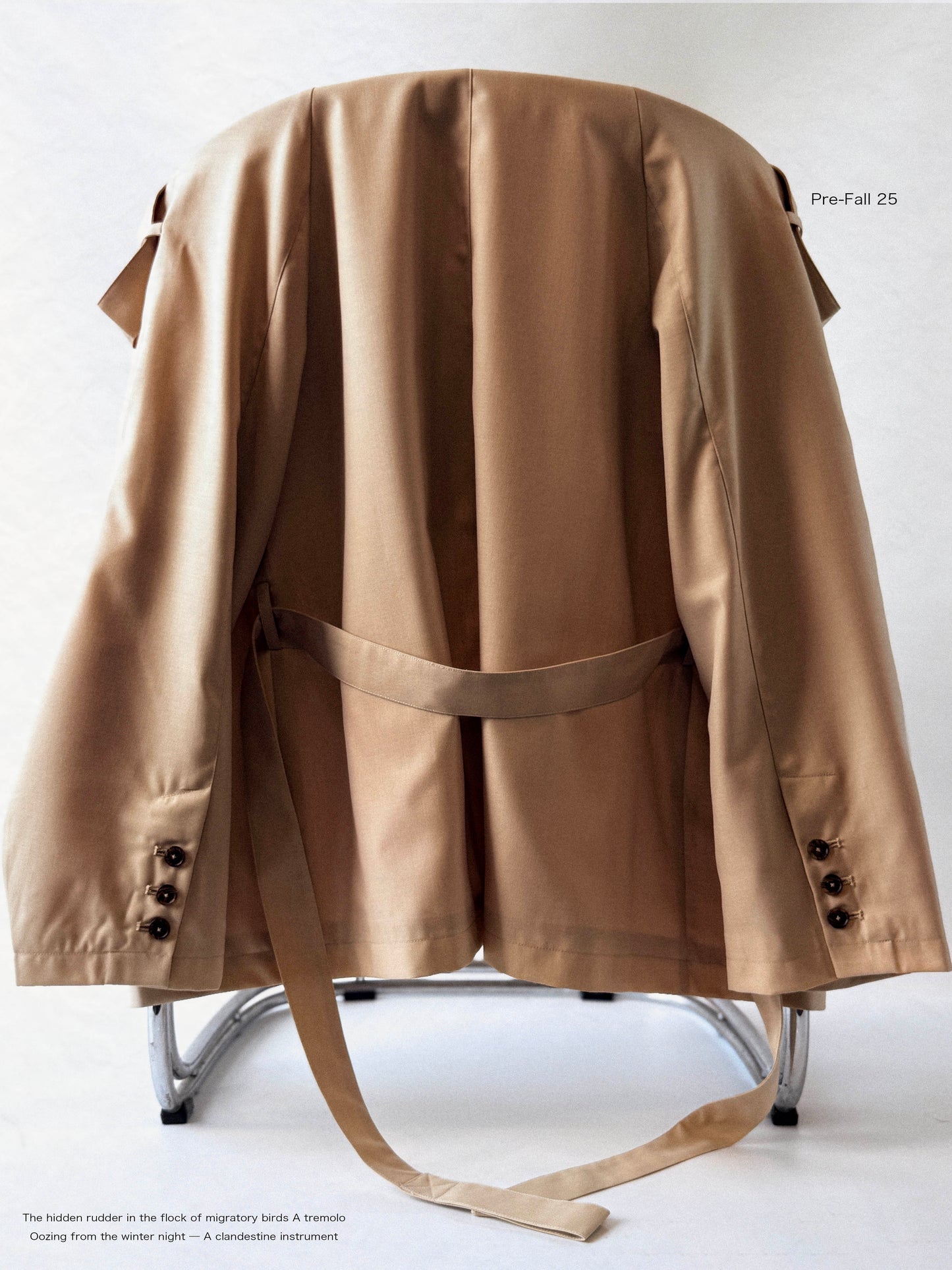 Asymmetric Shirt-Collar Wool Trench