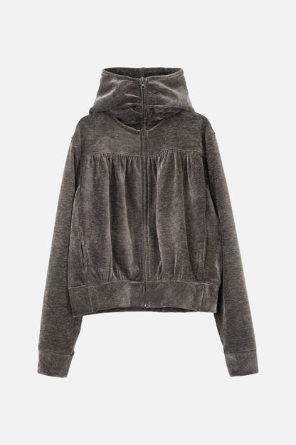 SHIRRING ZIP UP / GRAY