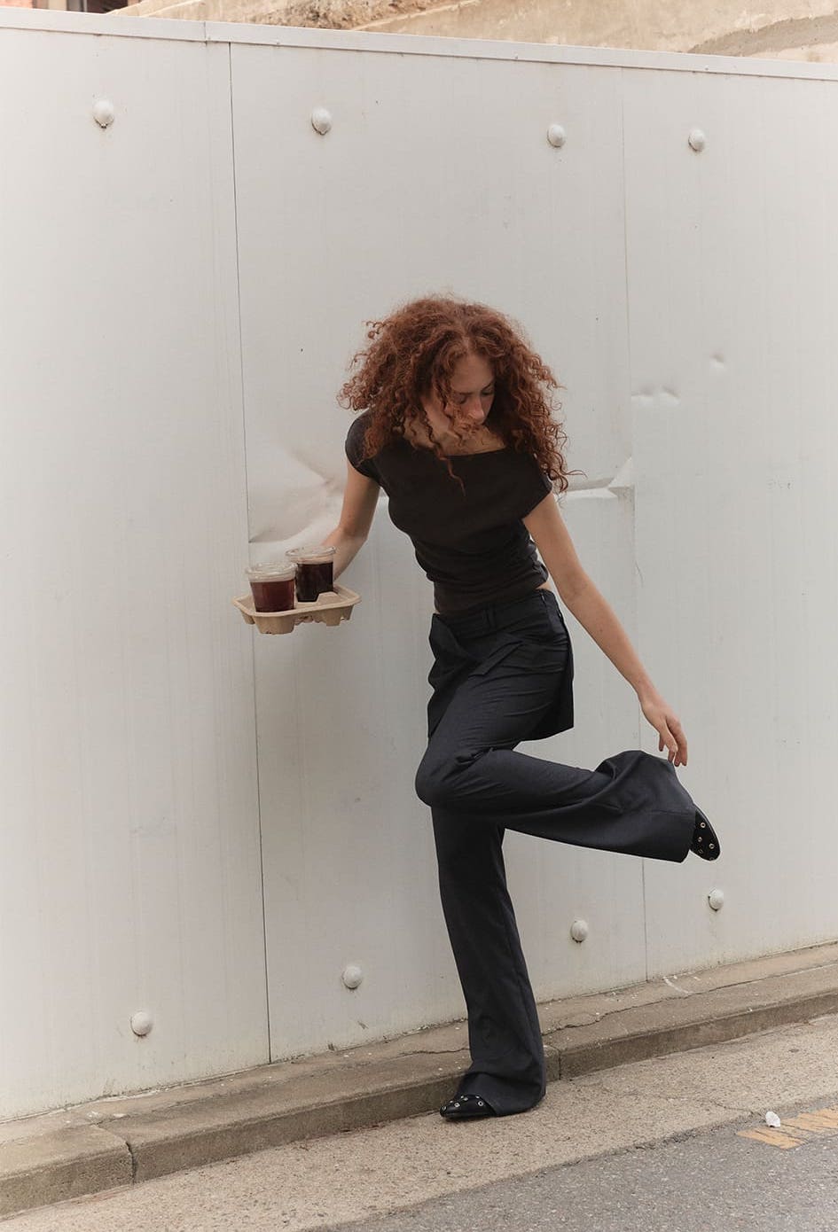 FOLDED SKIRTS OVER PANTS - CHARCOAL