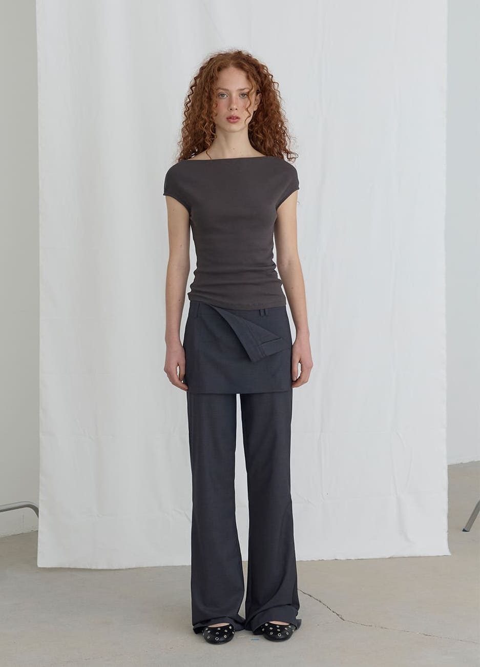 FOLDED SKIRTS OVER PANTS - CHARCOAL