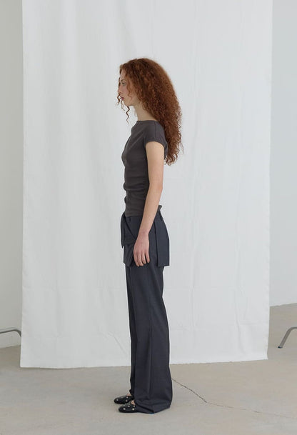FOLDED SKIRTS OVER PANTS - CHARCOAL