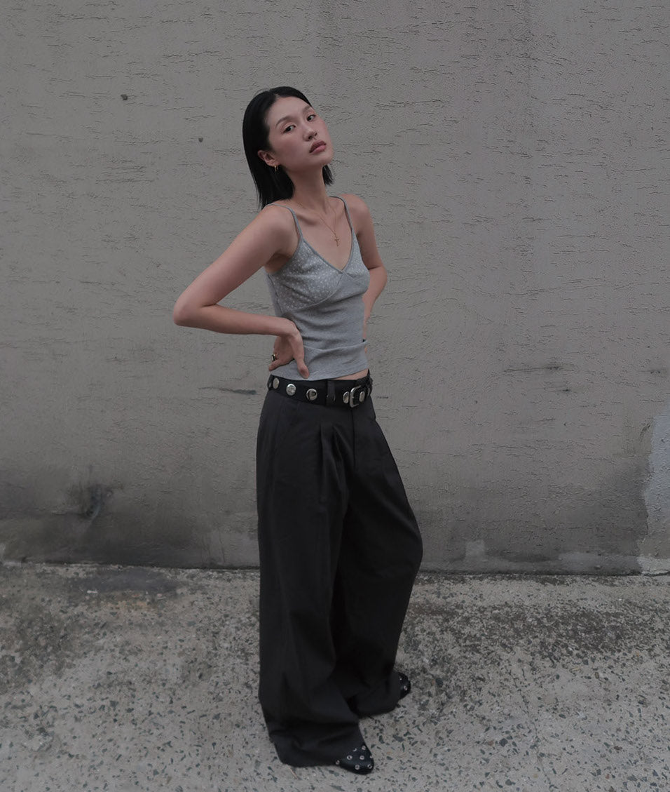 OVERSIZED VTG STRIPE TROUSERS - CHARCOAL