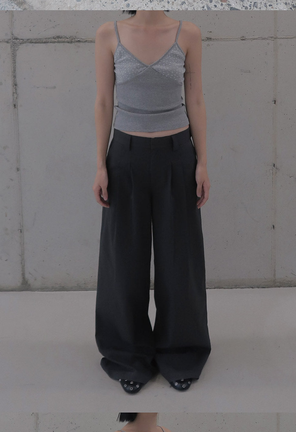 OVERSIZED VTG STRIPE TROUSERS - CHARCOAL