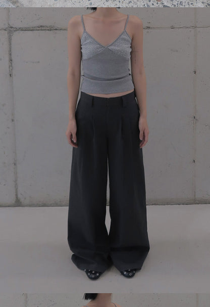 OVERSIZED VTG STRIPE TROUSERS - CHARCOAL