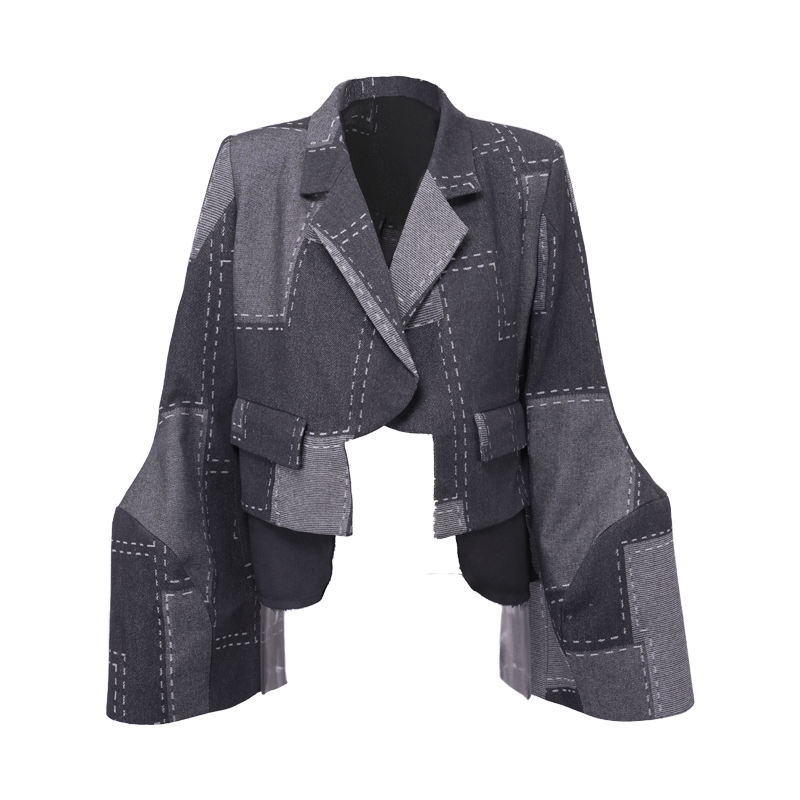 Crash Short Jacket Black & Grey Paneled