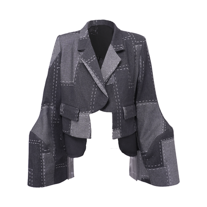 Crash Short Jacket Black & Grey Paneled