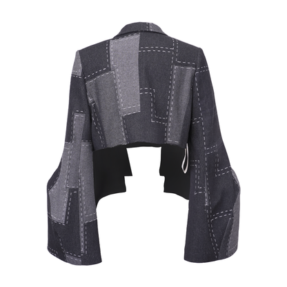 Crash Short Jacket Black & Grey Paneled