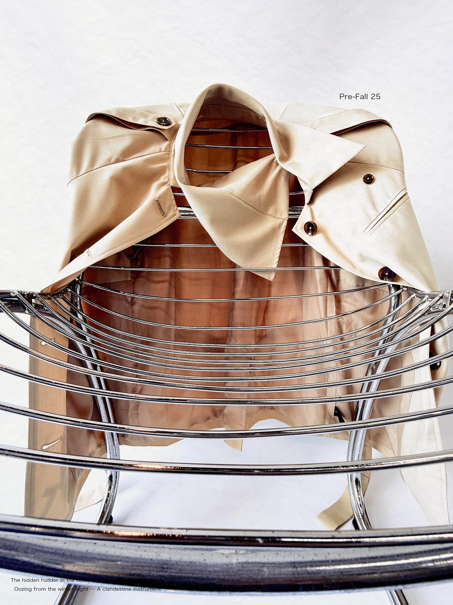 Asymmetric Shirt-Collar Wool Trench