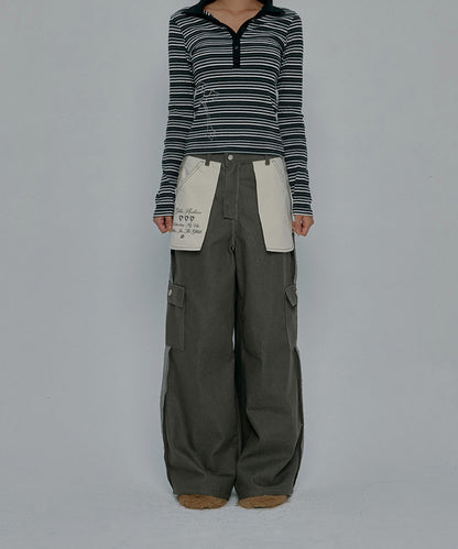 REVERSE STITCHED CARGO PANTS Khaki