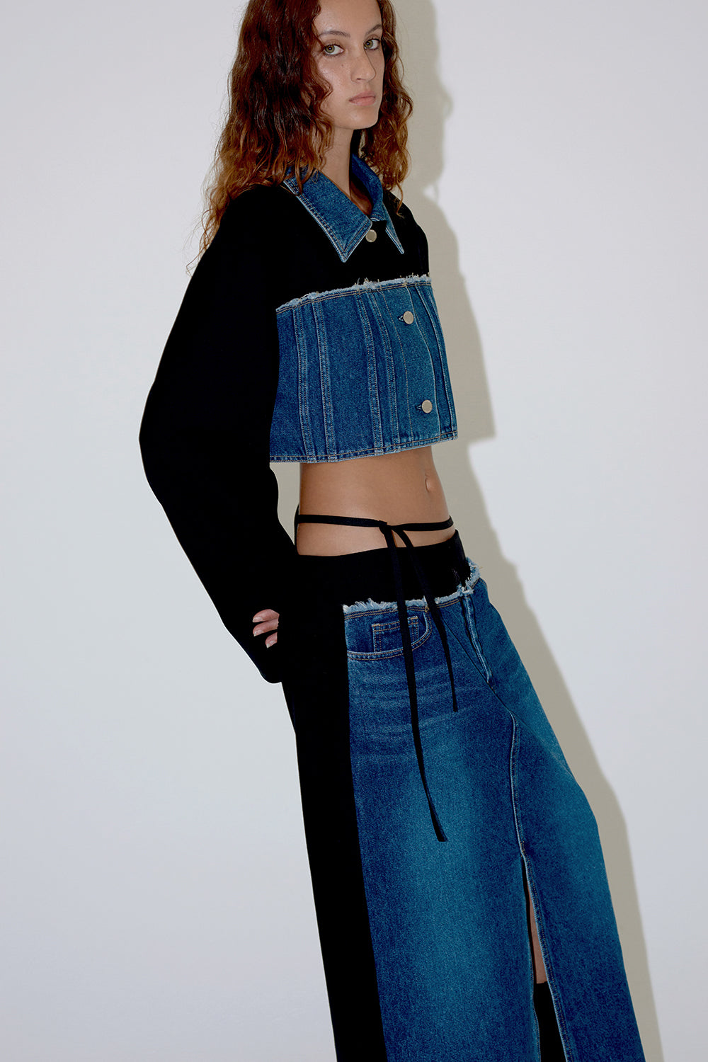 DENIM MIXED JACKET-WOOL