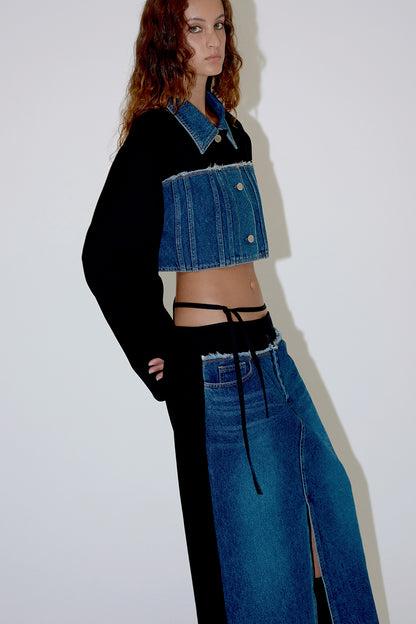 DENIM MIXED JACKET-WOOL