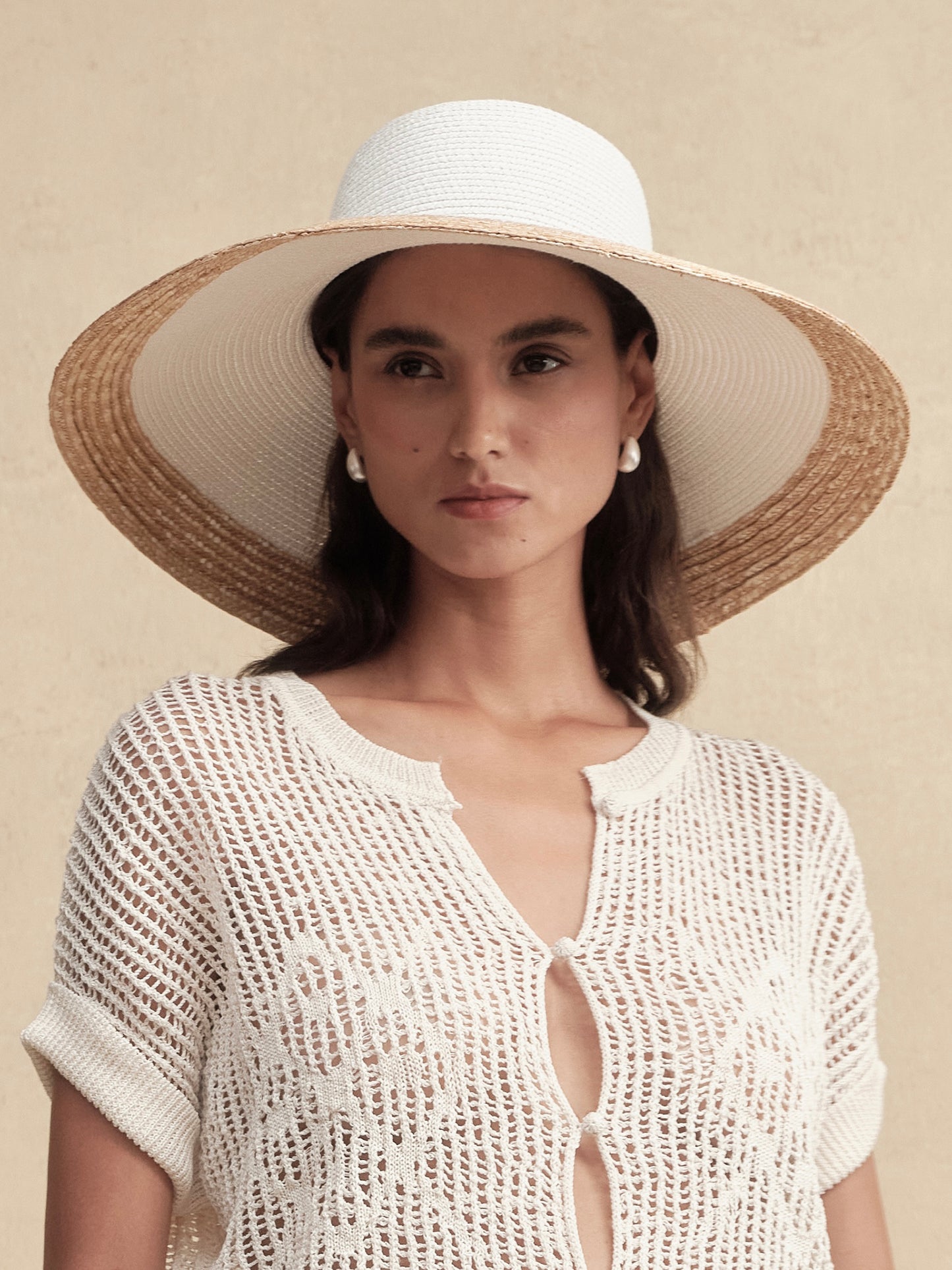 White-Topped Wide Brim Fedora