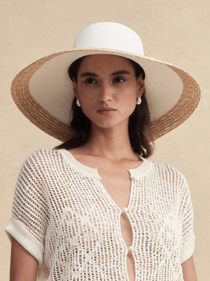 White-Topped Wide Brim Fedora