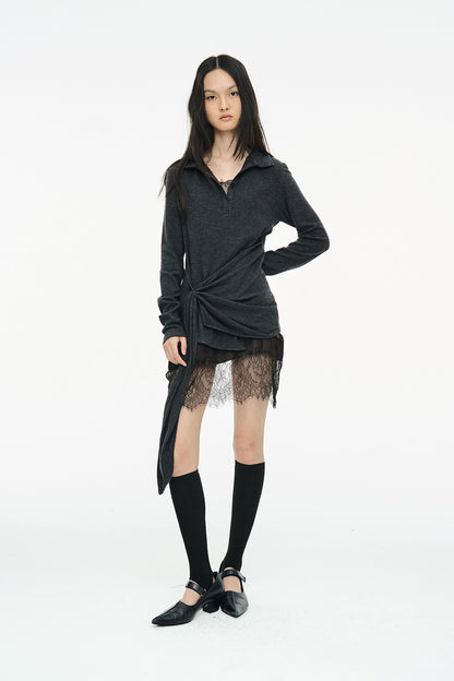 TWIST BUTTON TOP / CHARCOAL