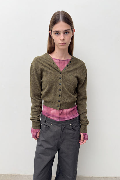 V NECK BUTTON CARDIGAN