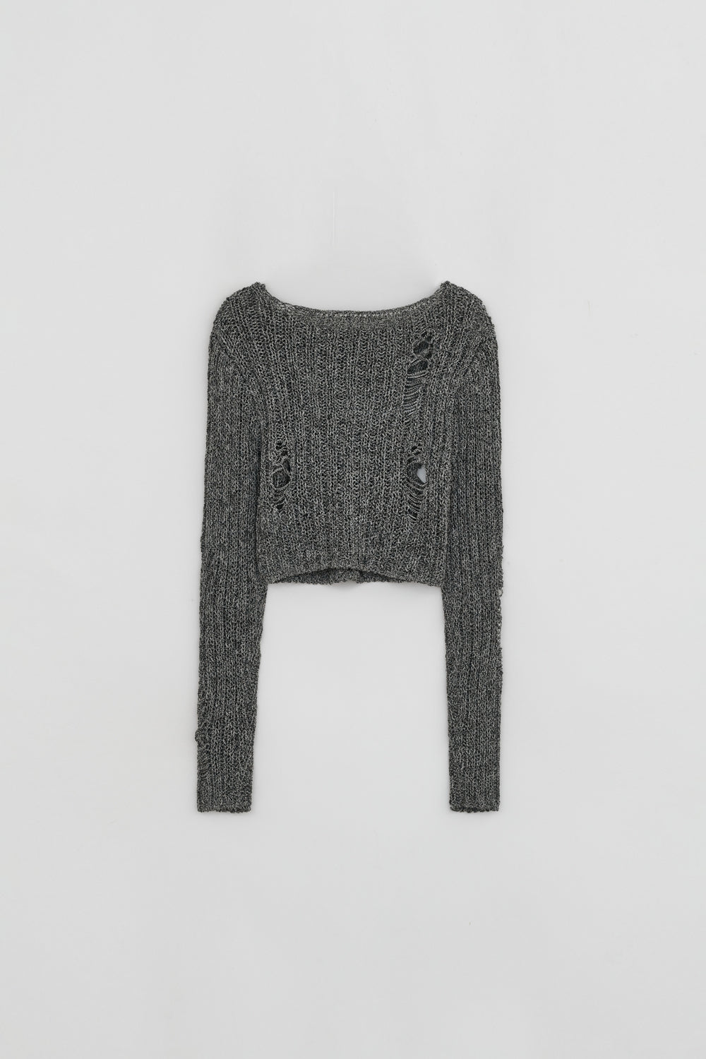 DAMAGE CROP CARDIGAN GREY